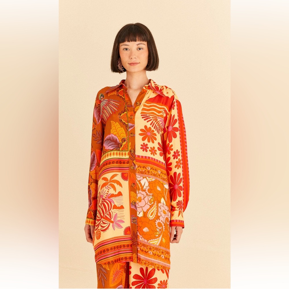 Brand new with tags Farm Rio Forest Mixed Scarves shirt dress